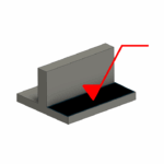 Arrow pointing to horizontal printed surface to indicate in-layer surface roughness of ceramic part