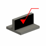 Arrow pointing to vertical surface of a 3d printed part to indicate layer-to-layer surface roughness due to build direction