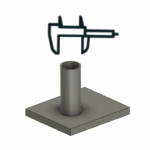 3D-rendered image showing a cylindrical ceramic part with a caliper, illustrating general dimensional tolerance during milling of ceramic