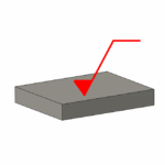 Illustration of a flat ceramic surface with a red arrow pointing to it, indicating typical as-fired surface roughness after milling